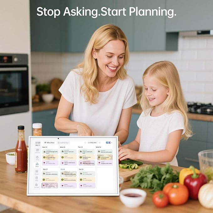 10.1 Inch Digital Calendar & Chore Chart – Interactive Touchscreen Wall Planner, Smart Family Organizer for Family Schedules, Desktop and Wall Mountable, White
