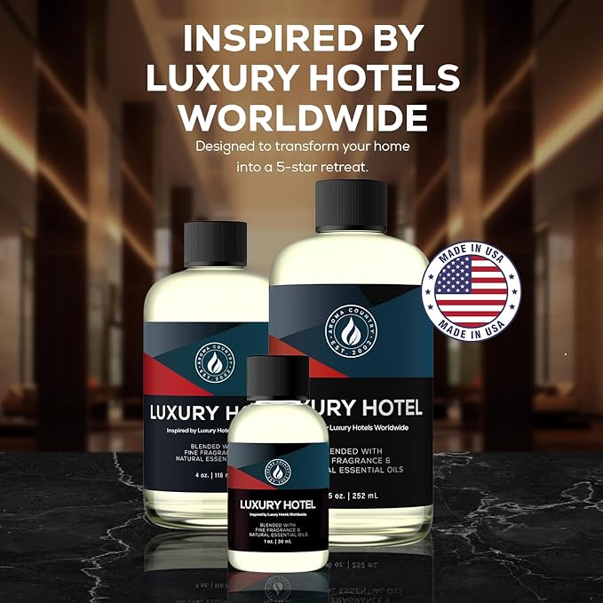 Aroma Country Ritzy Luxury Hotel Diffuser Oil - Luxury Hotel Scent for Diffuser & Air Fresheners - Essential Oil Diffuser Refill, Home Fragrance Collection with Gardenia & Amber (4 Fl. Oz)