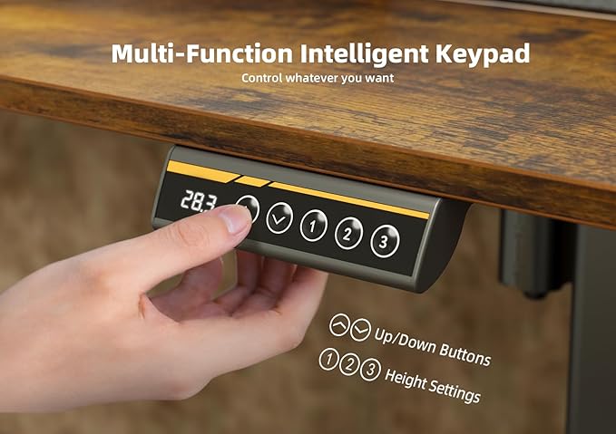 YDN Standing Desk with Drawers, 55 Inch Standing Desk Adjustable Height, Adjustable Electric Stand Up Sit Stand Small Desks with Storage and Shelf, Rustic Brown