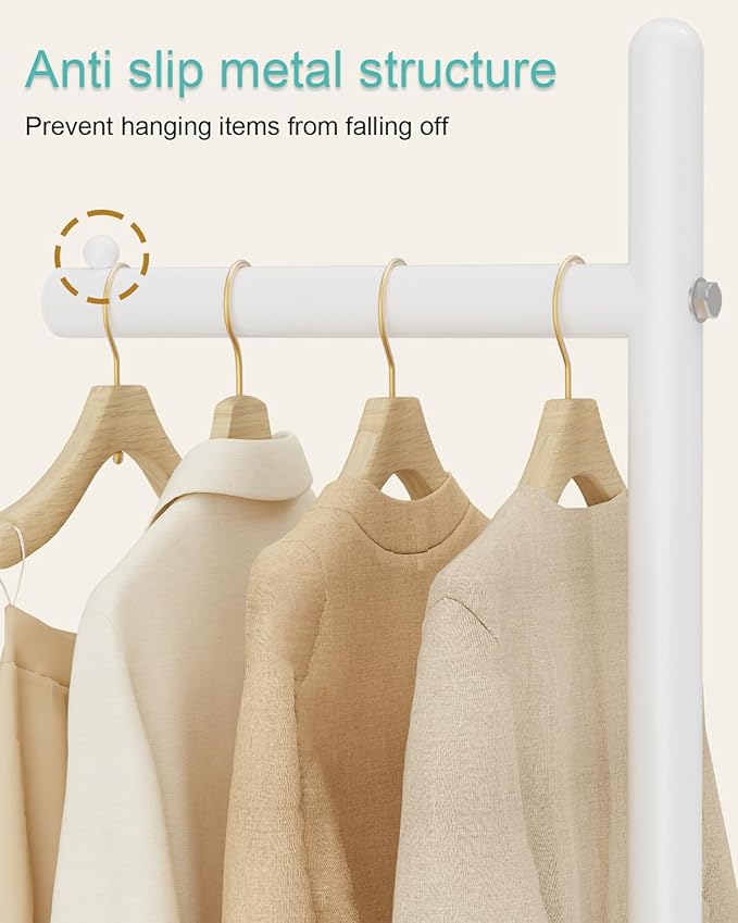 Yawinhe Metal Coat Rack, Coat Tree with Rock Base,L Shaped Freestanding Hall Tree, Clothes Hanger Stand Suitable for Bedroom, Hallway, Entrance,68.5 Inches High,White,USMJ101W