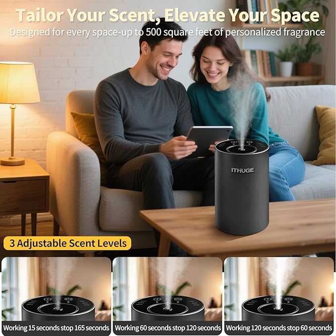 Aluminum Waterless Essential Oil Diffuser, Portable Aromatherapy Diffuser with 20mL Empty Bottle, Battery Operated Mini Scent Diffuser,3 Mist Levels & Timers, Leak-Free, for Home, Car, Office (E200W)