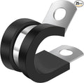 1/2 Inch Cable Clamp - Rubber Clamps for Cable, Wire, Line - Stainless Steel, Wire Clamp - Pipe Clips, Tubing Clamps (25 Pack)