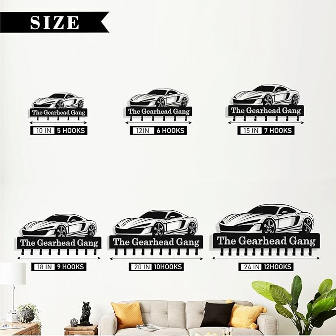 Personalized Car Key Holder Wall Mount, Custom Metal Key Rack Key Holder with Name, Deer Cabin Wall Keys Hanger with Hooks for Entryway, Front Door, Hallway, Kitchen, Living Room