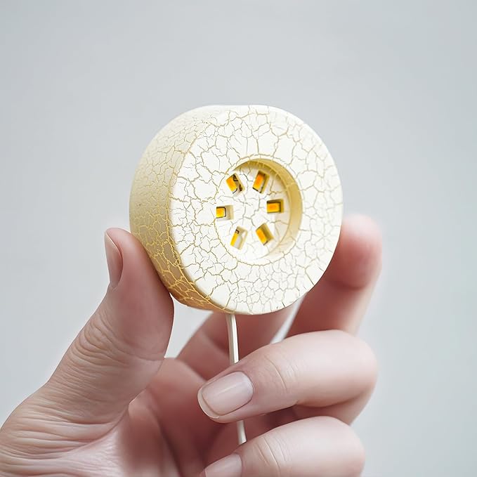 ZEERSHEE 2Pcs Crackle Glaze LED Display Stand for 3D Crystal 2.7*1inch Glass Resin Art Warm Light Lamp Base for Home Decor