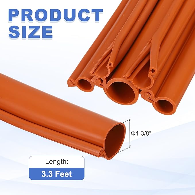 MECCANIXITY 3.3ft Cable Management Sleeve, 1 3/8 Inch, ID Flexible Cord Wires Hider Cover Insulation Snap-fit Protector for Substation, High-Voltage Electrical Networks, Red