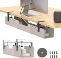 Under Desk Cable Management Tray,No-Drill Upgraded Thickened Felt Cord Organizer with Clamp or Screw Mount,Cable Holder for Standing Desk,Home Or Office(Beige, 31.5")