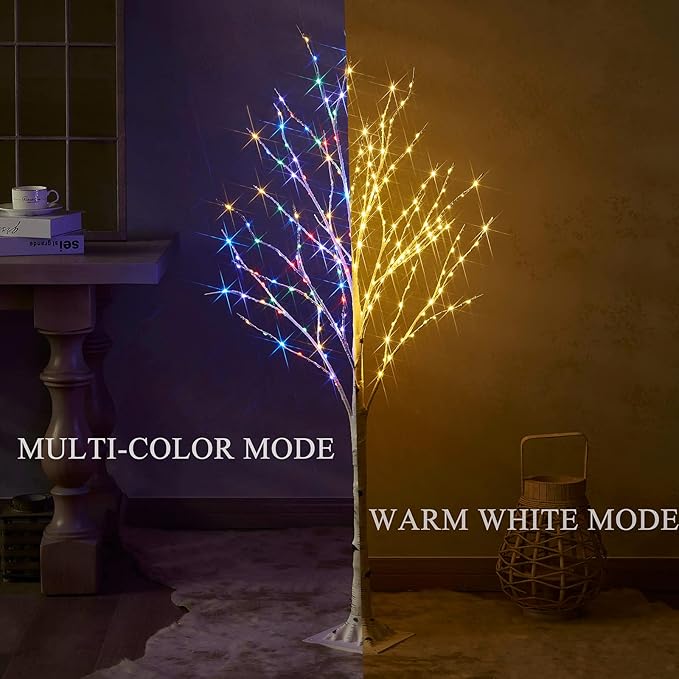 Birchlitland LED Birch Tree 4FT 200L Multiple Colors Fairy Lights, Lighted Trees for Indoor Outdoor Home Thanksgiving Christmas Holiday Decoration