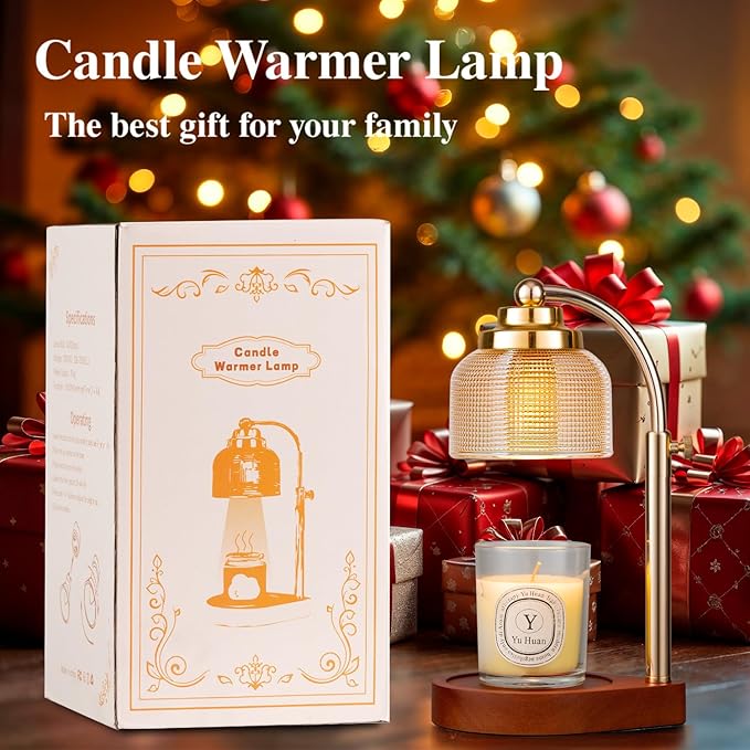 (2 Pack) Candle Warmer Lamp with Timer Dimmer, Birthday Gifts for Women Mom Sister, House Warming Gifts Vintage Home Decor, Adjustable Height Wax Melt Warmer for Jar Candles with 4 Bulbs