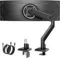 monTEK Single Monitor Arm with USB for Max 45 Inch Ultrawide Screens Adjustable Monitor Desk Mount Holds 35 Lbs Cable Management with C Clamp/Grommet Desk Mount, VESA 75/100mm, MA1007UCBK