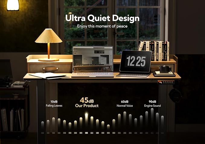 YDN Standing Desk with Drawers, 59 Inch Standing Desk Adjustable Height, Adjustable Electric Stand Up with Storage and Shelf, Natural