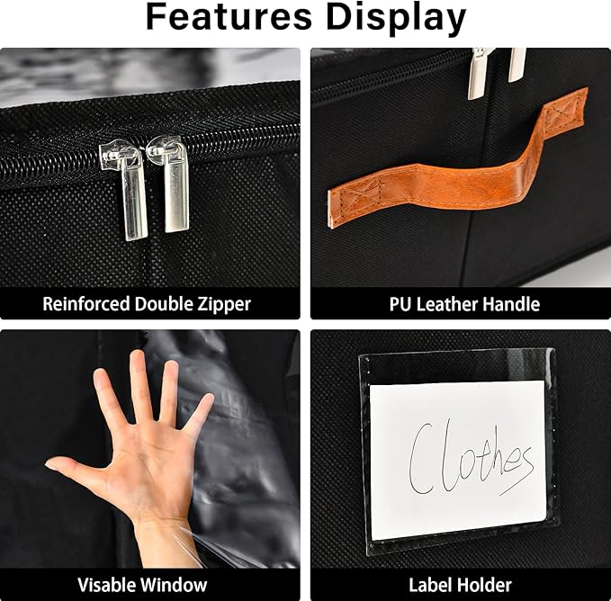 Under Bed Storage Organizer with Wheels, Underbed Container with Clear Lid Cover, Storage Bag Box with Visiable Window for Clothes, Bedsheet, Pillow, 2 Pack，7.5 inches