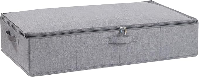 Under Bed Storage Container, 23.6 x 11.8 x 5.9 Inch Clothes Organizer, Storage Bin With Lid With Handles for Blanket, Pillows, Shoes, Grey, 1 Pack