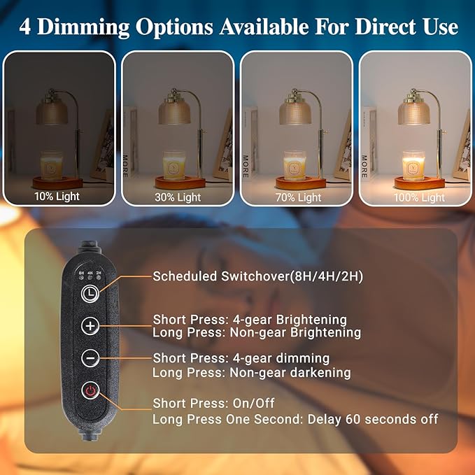 (2 Pack) Candle Warmer Lamp with Timer Dimmer, Birthday Gifts for Women Mom Sister, House Warming Gifts Vintage Home Decor, Adjustable Height Wax Melt Warmer for Jar Candles with 4 Bulbs
