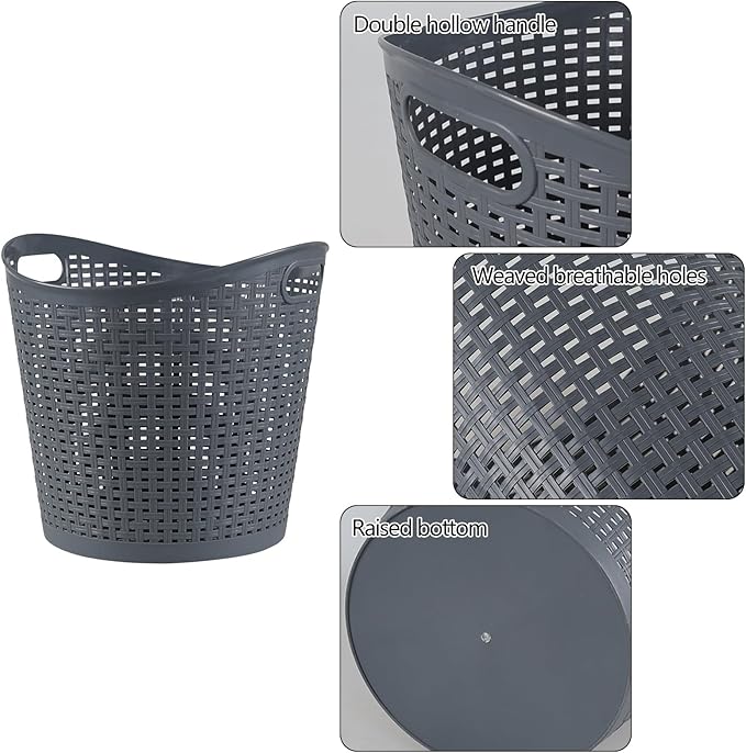 6-pack 30 Liter Large Storage Baskets, Plastic Laundry Hamper Basket