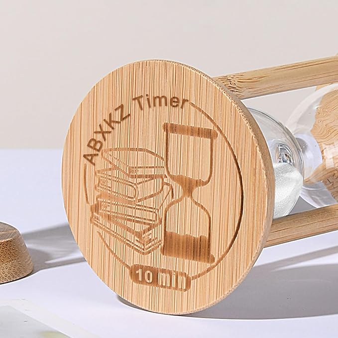 10 Minute Hourglass, Wood Sand Timer, Mini Sand Watch 10 Min,Unbreakable Sandglass, Teachers Classroom Time, White Toothbrush Timer