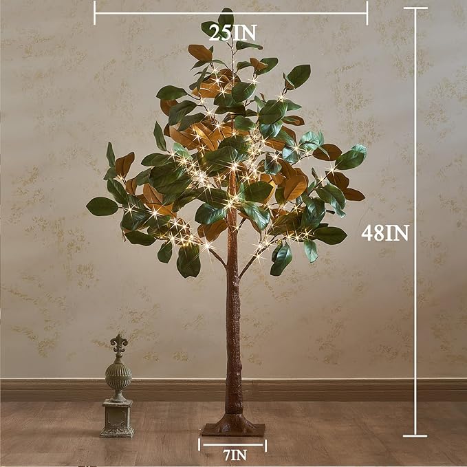 Hairui Lighted Magnolia Tree 4FT 165 LED Fairy Lights, Faux Plant Tree with Lights for Home Holiday Spring Decoration