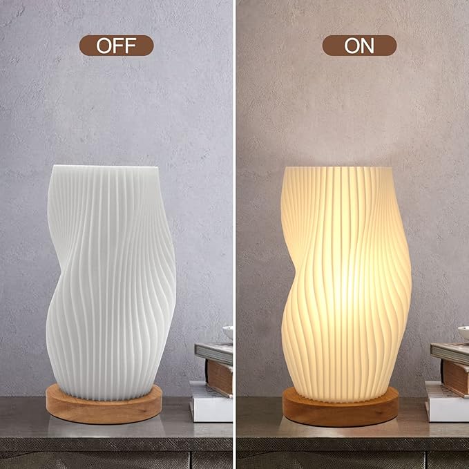 Zenply Novelty Small Table Lamp for Bedroom,Vintage Style Striped Small Night Light Lamp, Mini Bedside Lamp for Living Room Nightstand Small Space Kids Room Living Room Office Dorm (SM), Warm-SM