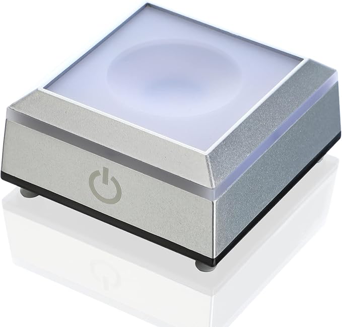 ZEERSHEE Multicolor LED Light Base for Crystal Art Square Light Base for Acrylic 3D Glass Resin Art Color Show Stand Colorful Lighted Square Display Stand Battery/USB Power