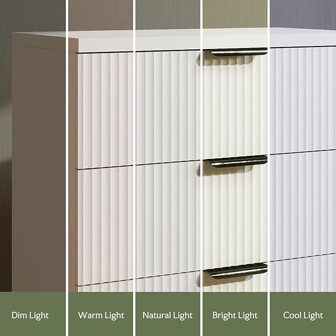 Wood Night Stand Set Fluted Dresser for Bedroom 3 Drawers End Tables Nightstand, Storage Modern Side Table Natural White Bedside Table