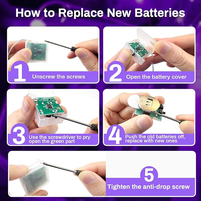 ZGWJ 6 Pack Fairy Lights Battery Operated with Remote, 7ft 20 LED Mini Fairy String Lights with Timer 8 Lighting Modes Waterproof for Halloween Christmas Tree DIY, Parties, Bedroom Decorations Purple