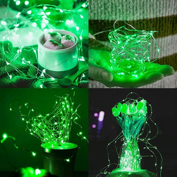 ZNYCYE St.Patrick's Day Fairy String Lights, 8.2Ft 50 LED Fairy Green Lights with Timer, 8 Modes Battery Operated Fairy Lights, 4 Pack Mini Led String Lights for St.Patrick's Decoration(Green)