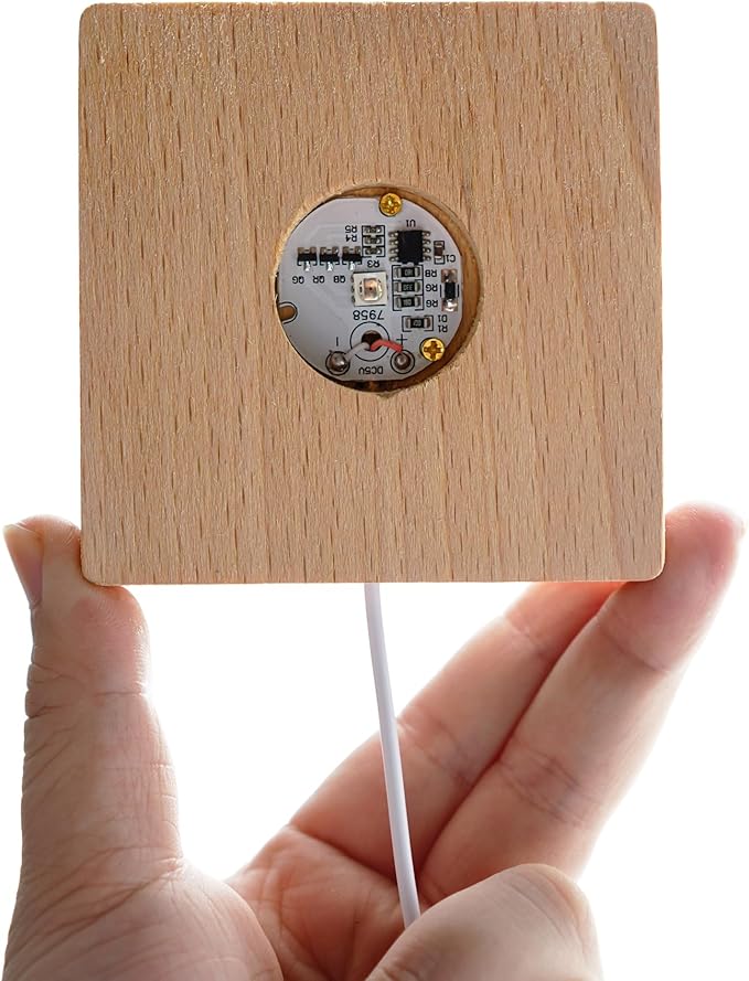 ZEERSHEE Pack 2 LED Light Base for Crystal Colorful Lights Square Wood Display Stand for Acrylic 3D Crystals Glass Resin Art