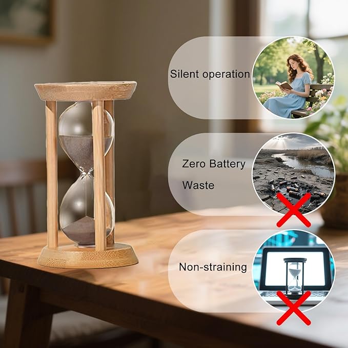 1 Minute Sand Timer,Mini Hourglass 1 Min,Small Wooden Frame Sandglass,Brown Sand Watch for,Desk Decor Classroom,Baking,Game