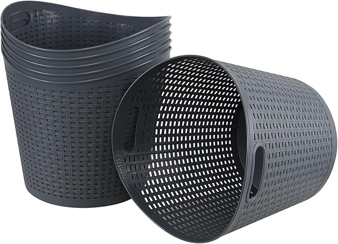 Zopnny 6-Pack Large Plastic Laundry Basket, Easy Carry Laundry Hamper, Grey