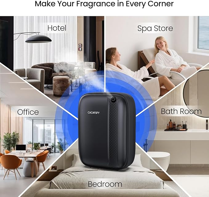 Waterless Diffuser, Hotel Scent Diffuser-Smart APP Control-400mL Capacity Up to 2000 Sq.Ft.-Cold Air Tech, Scent Diffusers for Home,Aromatherapy,Large Room,Spa,Commercial-Black Essential Oil Diffuser