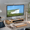 Bamboo Monitor Stand Riser with Drawer, Ergonomic Computer Riser for Desk with Cable Management & Storage Organizer, Wood Monitor Stand for Home Office