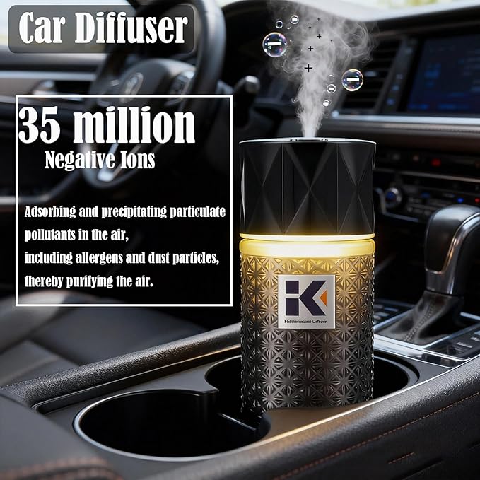 Essential Oil Diffuser with Night Light, 250ml Ultrasonic Humidifier with Negative Ions, 3 Mode Cool Mist Aroma Machine with 10ml Essential Oil for Home (Black, Lavender)