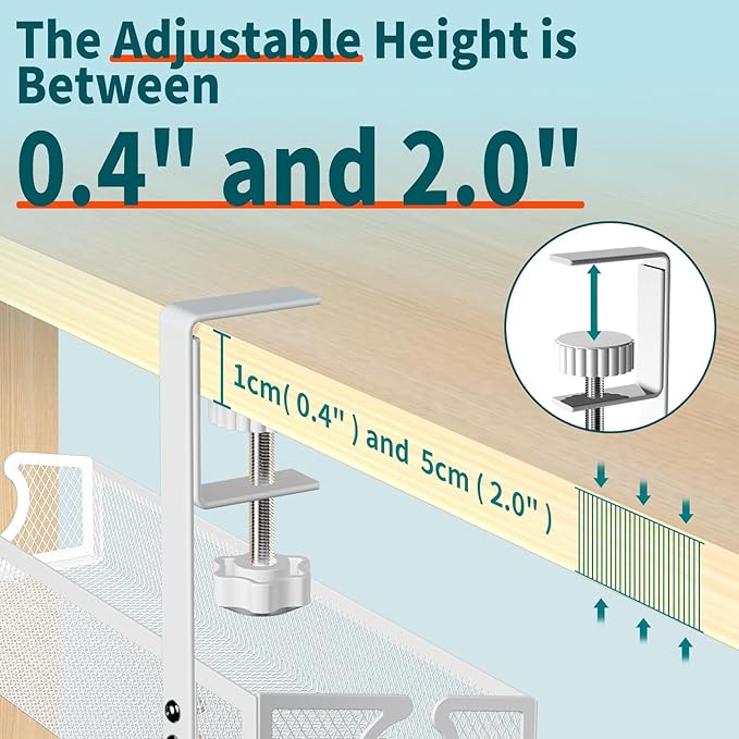 Under Desk Cable Management Tray White, No Drill Desk Cable Management Organizer with Clamp for Desk Wire Management, Desk PC Cord Organizer Accessories & Workspace Organizers for Office, Home(2 Pack)