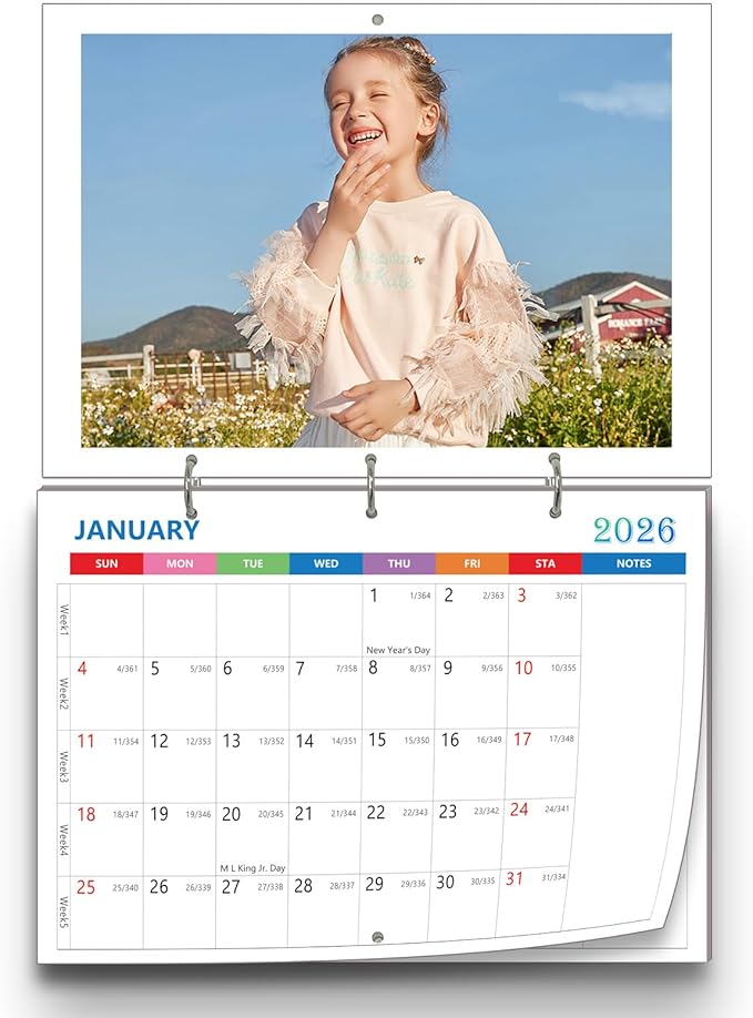(Made inChicago) Custom Calendar 2026, Customized Photo Wall Hanging Calendar, Make Your Own Personalized Calendars for Customized Home/Office/Party/Birthday/Christmas/New Year/Housewarming Gift