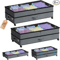Under Bed Storage with Wheels, 90L XXL Underbed Storage with Wheels Large, 11" Tall Dorm Adjustable Shoe Organizer Under Bed Containers Bins with Lid for Clothes, Shoes, Blankets, Books, Grey
