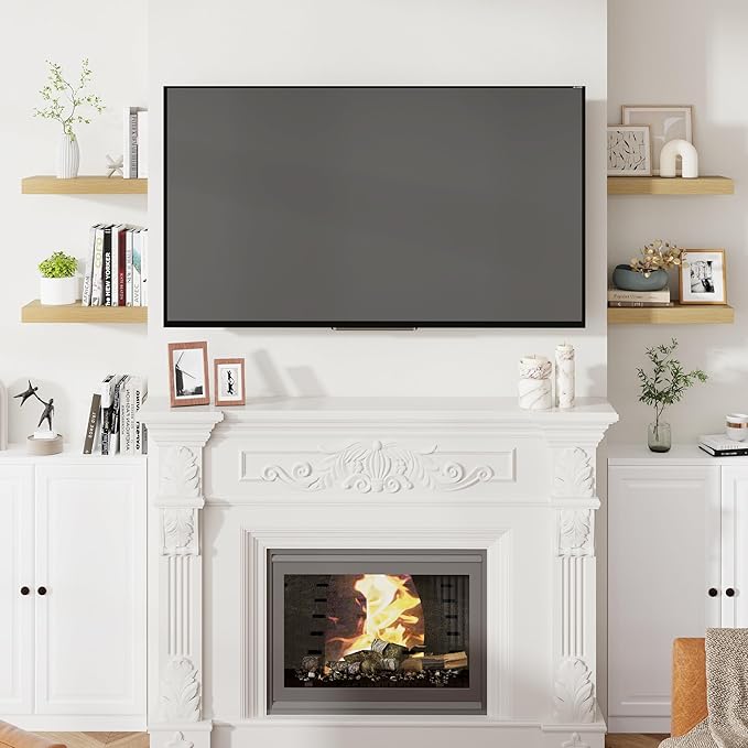 Heimlove 16 Inch Floating Shelves for Wall Oak Shelves Set of 2,Wall Mounted Rustic Wood 8 Inch Deep Floating Shelf with Invisible Brackets for Bedroom Kitchen Living Room