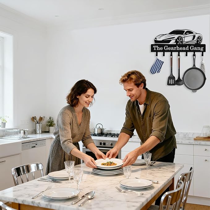 Personalized Car Key Holder Wall Mount, Custom Metal Key Rack Key Holder with Name, Deer Cabin Wall Keys Hanger with Hooks for Entryway, Front Door, Hallway, Kitchen, Living Room