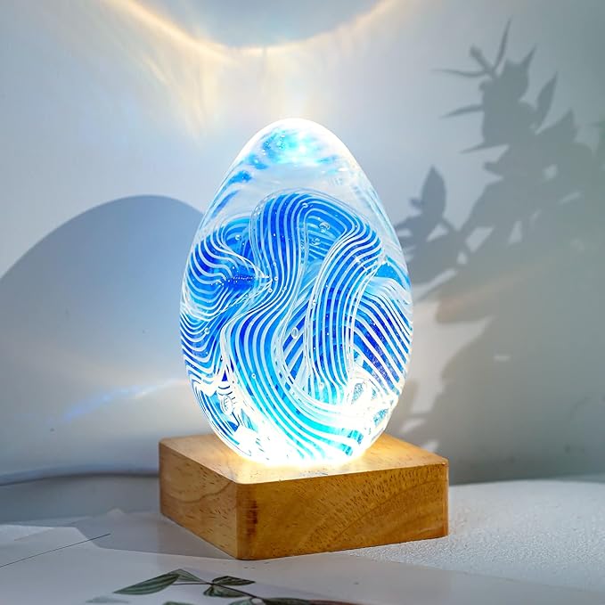 ZEERSHEE Pack 2 Wooden LED Light Display Base 2.3in Crystal Glass Light Base Stand Wood LED Display Stand for 3D Crystal Laser Glass Resin Art Warm Light Square USB Only