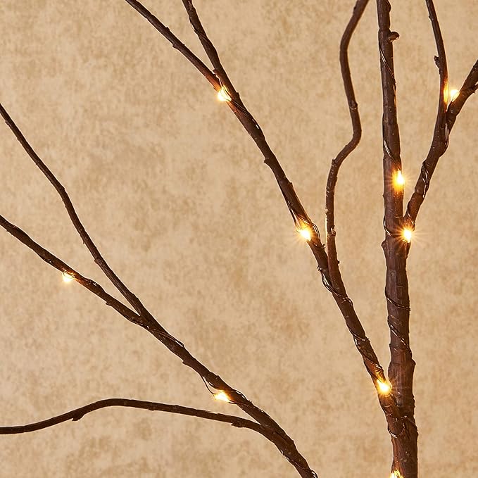 Hairui Lighted Brown Twig Branches Plug in with Dimmer and Timer 30IN 150 LED Fairy Lights, Lighted Willow Branches for Indoor Outdoor Spring Christmas Room Wedding Decoration (Vase Excluded)