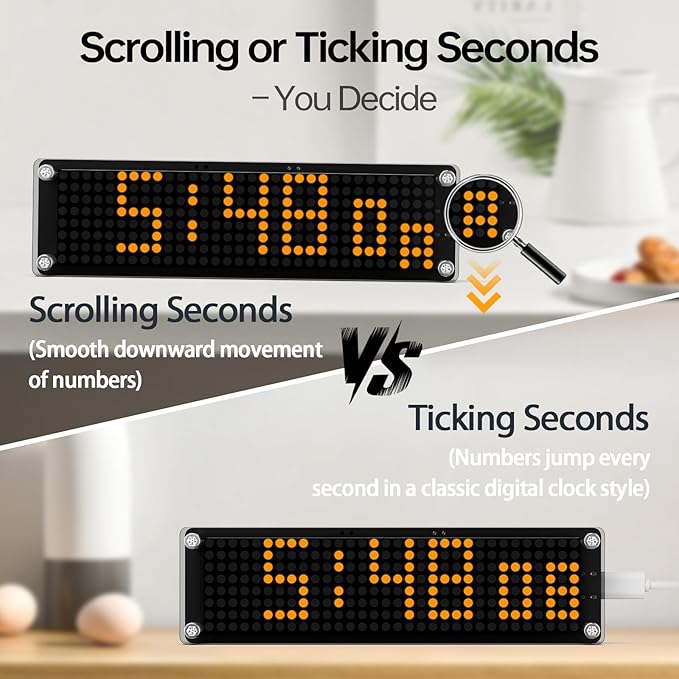 10 Inch Big Digital Clock with WiFi NTP Sync,Smart Large Display Digital Clock for with Seconds Options, DST, 12/24H Format, LED Matrix Desk Clock for Home and Office