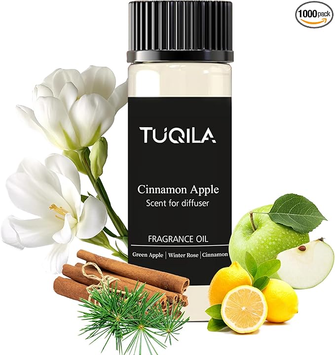 Essential Scent Oil Cinnamon pples 20ML Sampler Waterless Diffuser Oil for Cold Air Diffusers, Luxury Home Fragrance Oils, Aromatherapy Oils for Spa, Office, Long-Lasting Refill