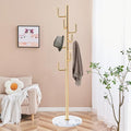 ZOZOE Metal Modern Coat Racks, Cactus Coat Rack Freestanding with Natural Marble Base, Golden Coat Rack Stand with 8 Hooks, Coat Tree Hanger Stand for Bags, Hats, Entryway, Office