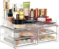 ZHIAI stackable storage drawer, transparent cosmetics storage box, cosmetics and beauty products storage organizer, suitable for makeup room, bathroom, storage room, home