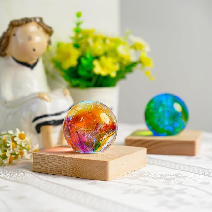 ZEERSHEE Pack 2 LED Light Base for Crystal Colorful Lights Square Wood Display Stand for Acrylic 3D Crystals Glass Resin Art