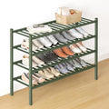 Smiry Bamboo Shoe Rack for Closet, 4 Tier Long Wooden Stackable Shoe Organizer, Free Standing Shoes Storage Shelf for Entryway, Front Door Entrance, Green
