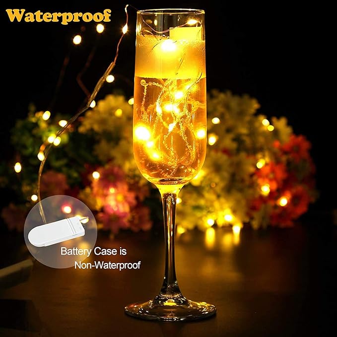 ZNYCYE Fairy Lights Battery Operated,24 Packs 9.8FT 30LEDs+ 6 Replacement Batteries Firefly Lights Copper Wire String Lights(NO Timer) for Bedroom Wedding Mason Jar Dorm Decor(Warm White)