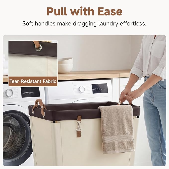 StorageWorks 210L Laundry Basket with Wheels, Extra Large Rolling Hampers for Clothing Organizer, Dirty Clothes Basket for Hotel, Home, Closet, Dorm, Beige