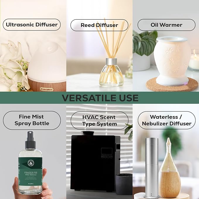 Aroma Country Fraser Fir Christmas Tree Diffuser Oil - Luxury Essential Oils for Diffuser Refill & Air Freshener Room Spray - Natural Home Fragrance, Pine Needle Scented Oil for Diffusers (8.5 Fl. oz)