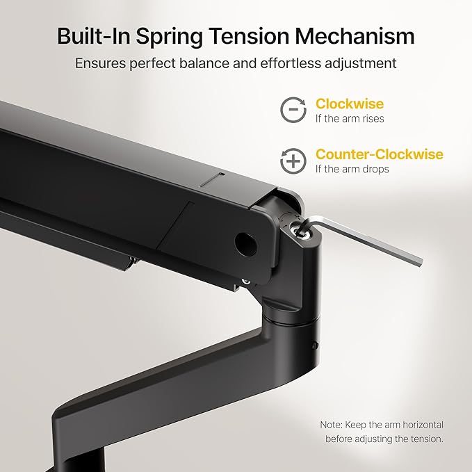 monTEK Single Monitor Arm with USB for Max 45 Inch Ultrawide Screens Adjustable Monitor Desk Mount Holds 35 Lbs Cable Management with C Clamp/Grommet Desk Mount, VESA 75/100mm, MA1007UCBK