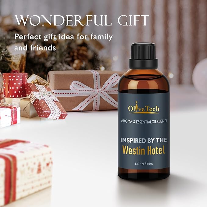 Hotel Diffuser Oil Inspired by Westin Hotel Scent, OliveTech Aromatherapy Fragrance Oil for Cold Air & Ultrasonic Diffusers, 100ml / 3.38 ft oz Glass Bottle