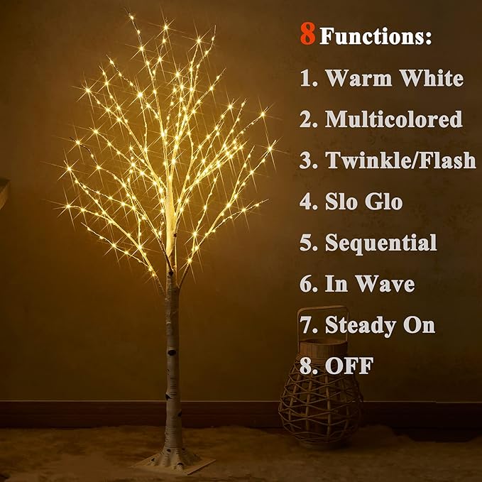 Birchlitland LED Birch Tree 4FT 200L Multiple Colors Fairy Lights, Lighted Trees for Indoor Outdoor Home Thanksgiving Christmas Holiday Decoration